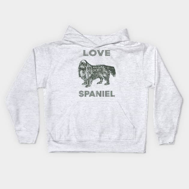 Love Spaniel Dog Kids Hoodie by tabaojohnny